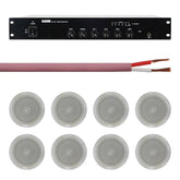 Clever Acoustics MA160 100V 60W Mischverstärker inkl. 8x Deckenlautsprecher und LSHF-Kabel